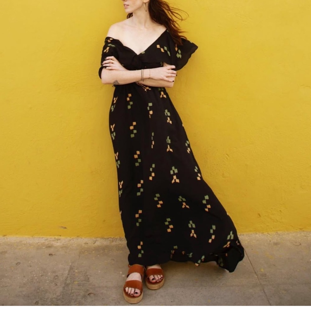 Rachel Pally Black Block Print Maxi Dress